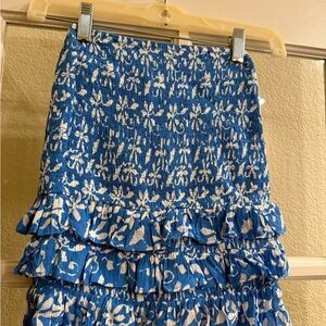 Skylar + Madison Blue and White Ruffled Mini Skirt